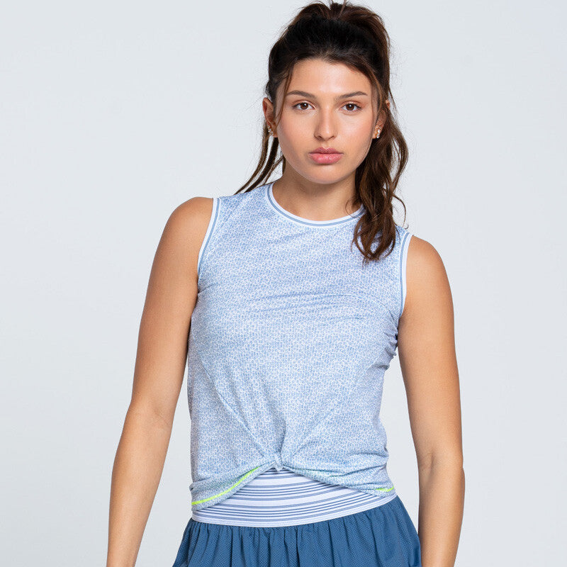 Lucky In Love Steel Cut Twist Front Tank (Steel Blue)