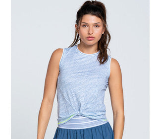 Lucky In Love Steel Cut Twist Front Tank (Steel Blue)