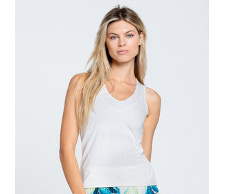 Lucky In Love V-Neck Tank W/ Bra (Bone)
