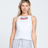 Lucky In Love Metallic Stripe Tank W/ Bra (White)