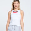 Lucky In Love Metallic Stripe Tank W/ Bra (White)