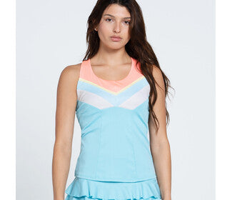 Lucky In Love Club Racerback Tank W/ Bra (Cool Blue)