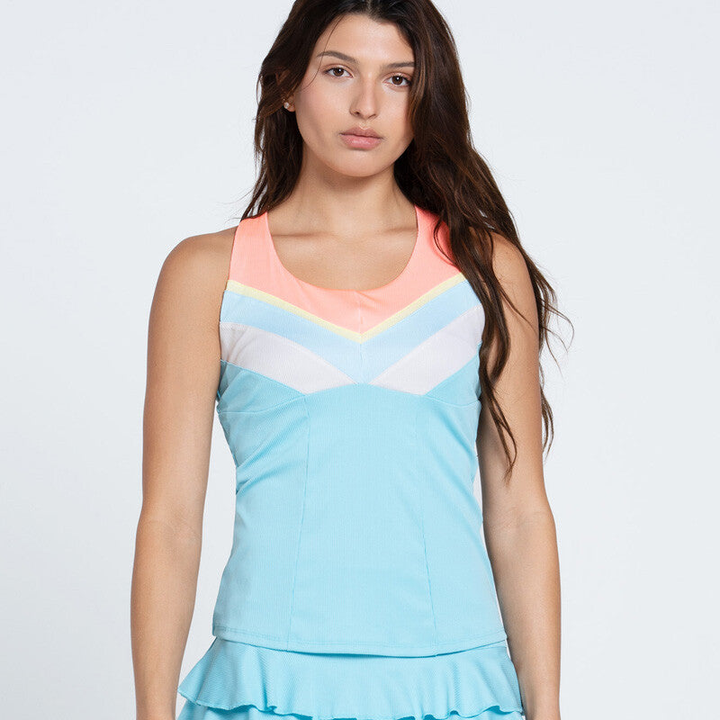 Lucky In Love Club Racerback Tank W/ Bra (Cool Blue) Lucky In Love
