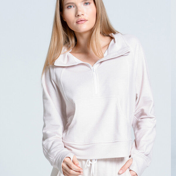 Lucky In Love Renew Heather 1/4 Zip Long Sleeve (Beige)