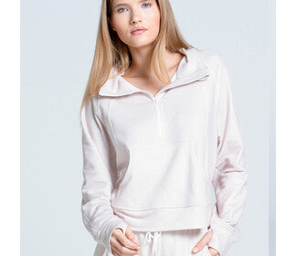 Lucky In Love Renew Heather 1/4 Zip Long Sleeve (Beige)