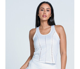 Lucky In Love Lace Corset Tank (White)