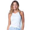 Lucky In Love Linen Streak Tank (White)