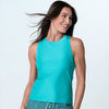 Lucky In Love High Neck Action Tank W/ Bra (Aquamarine)