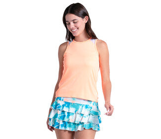 Lucky In Love Twist Back Rib Tank (W) (Orange Frost)