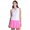 Lucky In Love Piped Birdie Polo Tank (W) (White/Pink)