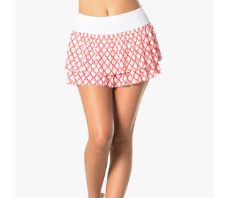 Lucky In Love Classic Grid Pleated Skirt (White)
