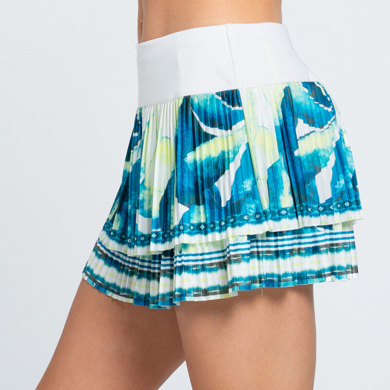Lucky In Love Caribbean Vibes Pleated Skirt (Caribbean Blue)