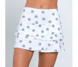 Lucky In Love Long Paddle Strike Scallop Skirt (White)