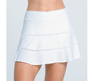 Lucky In Love Tier Flounce Skirt 14" (White)