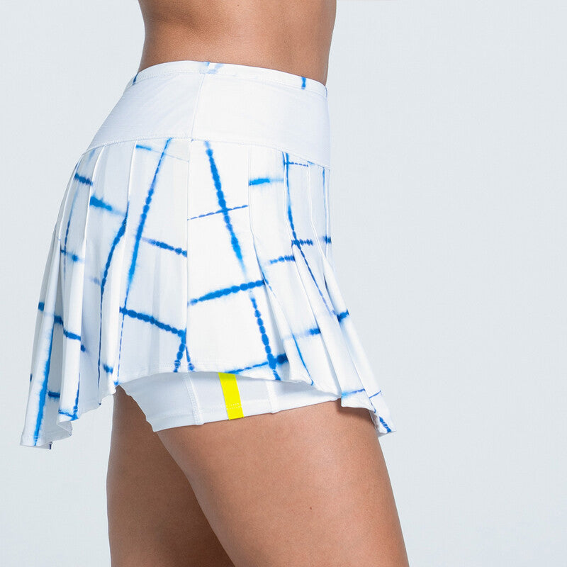 Lucky In Love Shibori Plaid Skirt 13.5" (White/Blue)