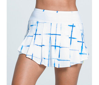 Lucky In Love Shibori Plaid Skirt 13.5" (White/Blue)
