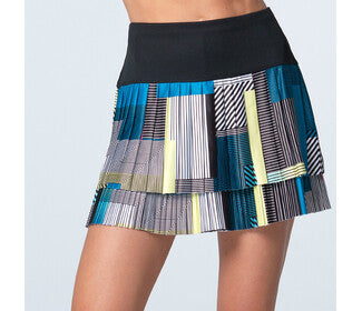 Lucky In Love Stripe It Up Pleated Skirt 14" (Black)