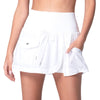 Lucky In Love Cargo Pocket Wrap Skirt 14" (White)