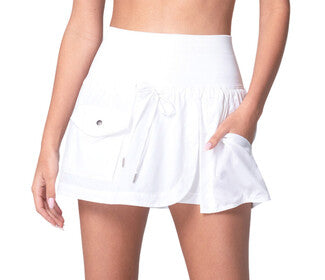 Lucky In Love Cargo Pocket Wrap Skirt 14" (White)