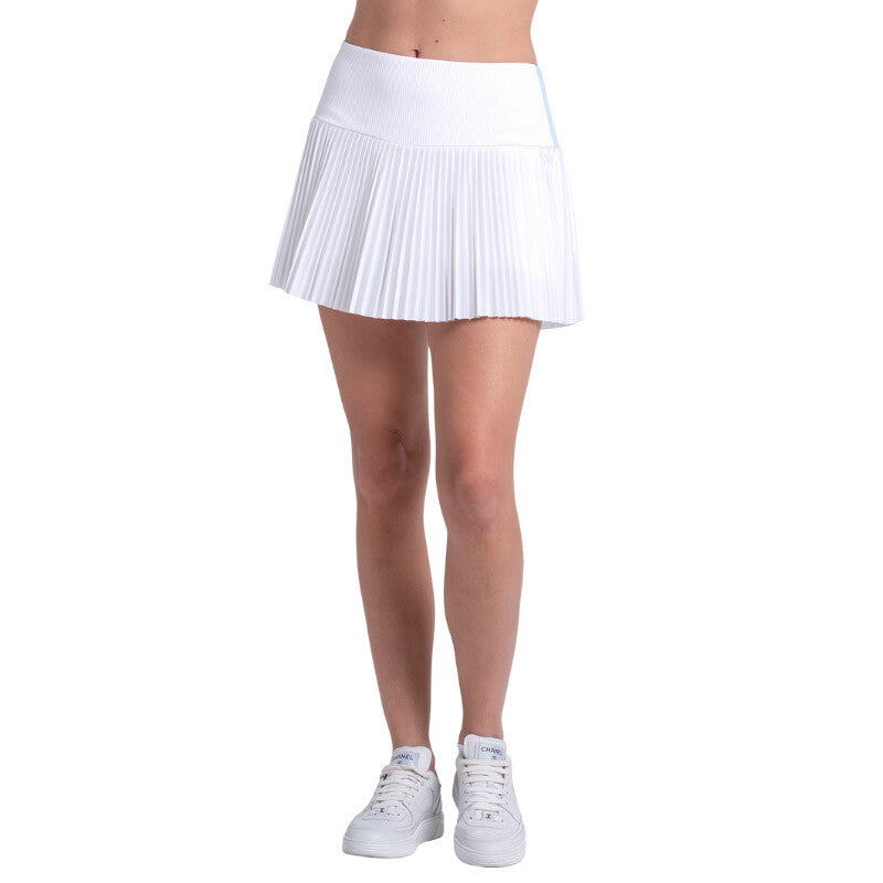 Lucky In Love Racer Rib Pleated Skirt (W) (White) Lucky In Love CLL08U-WHT-L