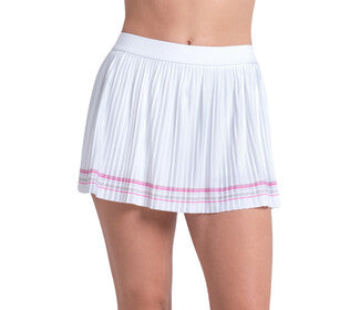 Lucky In Love Woven Strokes Pleated Skirt (W) (White)