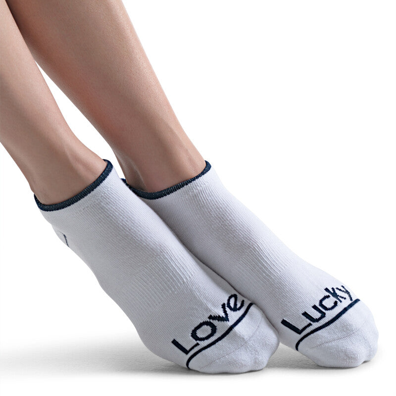 Lucky In Love Pom Low Cut Socks (White) Lucky In Love CLLS-WHT-OS
