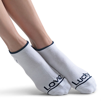 Lucky In Love Pom Low Cut Socks (White) Lucky In Love CLLS-WHT-OS