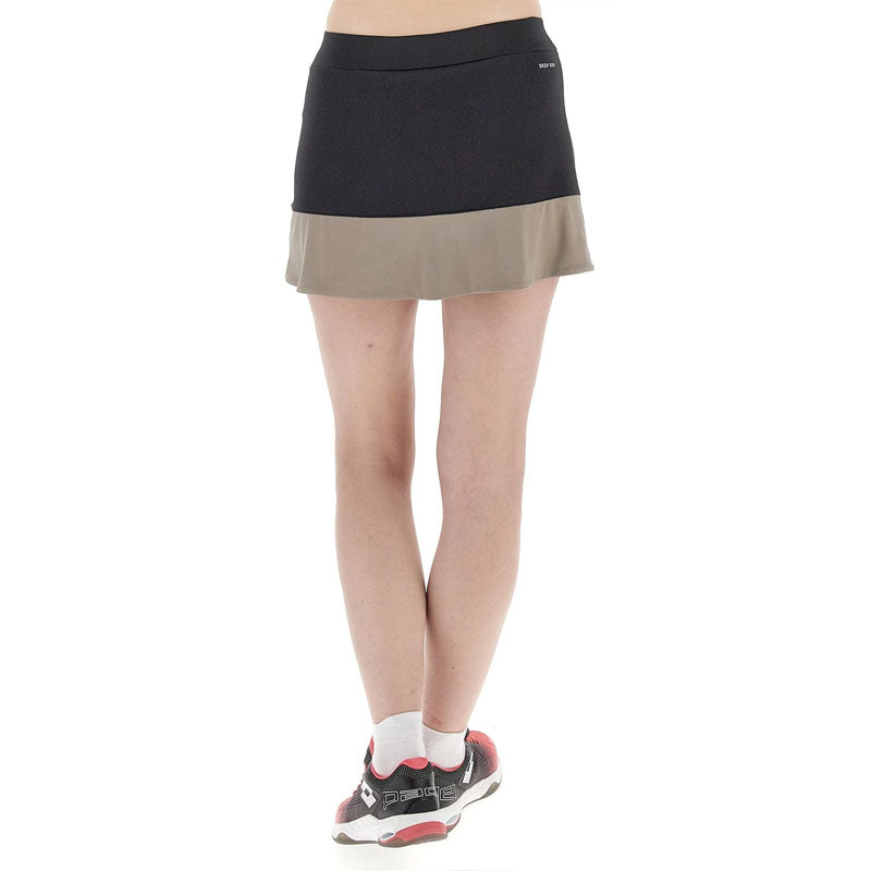 Lotto Superrapida Pickleball Vi Skirt (W) (Black/Tan)