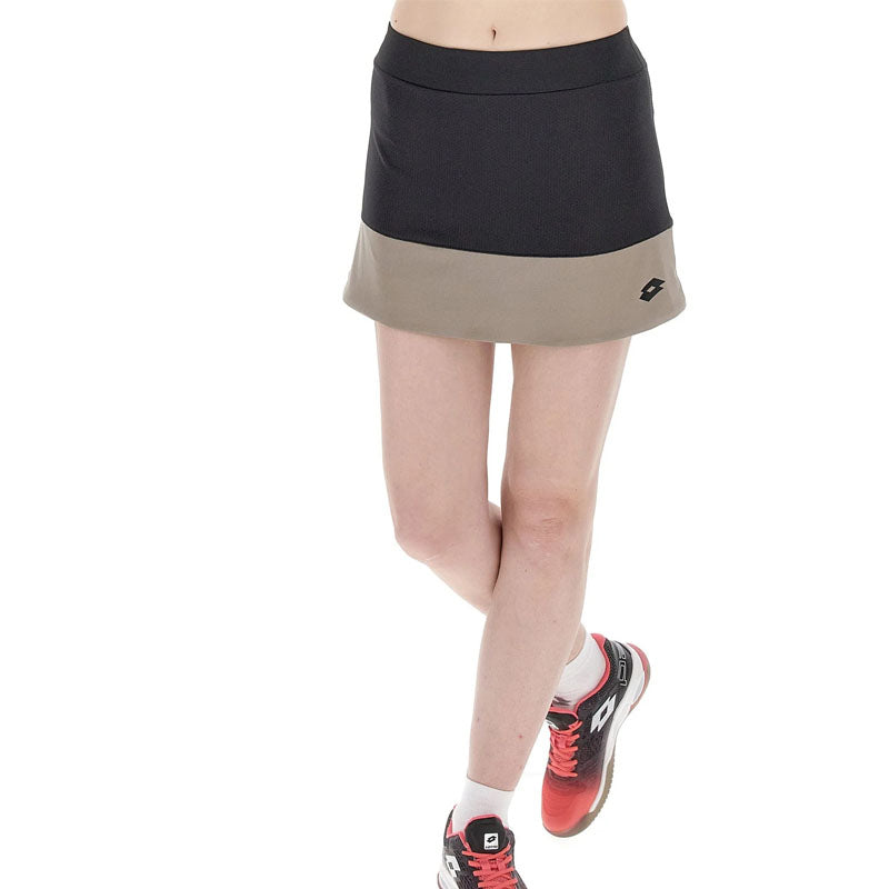 Lotto Superrapida Pickleball Vi Skirt (W) (Black/Tan)