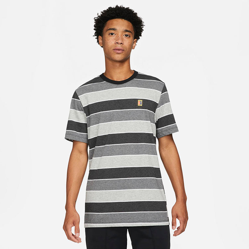 Nike Court Striped Tee (M) (Black)