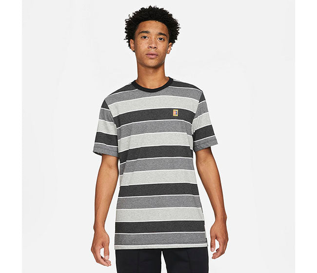 Nike Court Striped Tee (M) (Black)