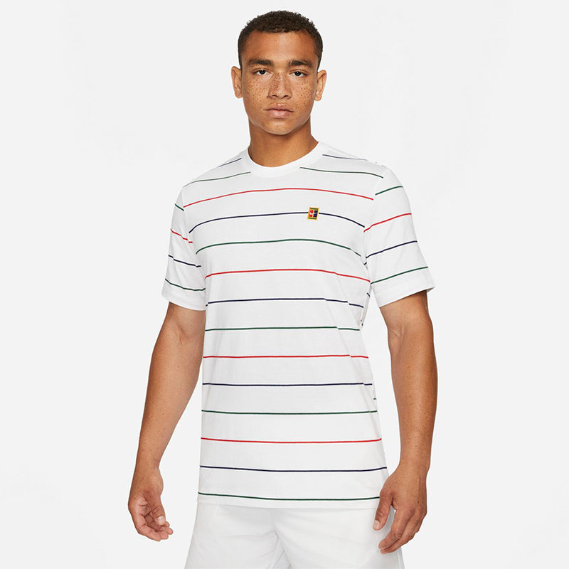 Nike Court Striped Tee (M) (White) Nike