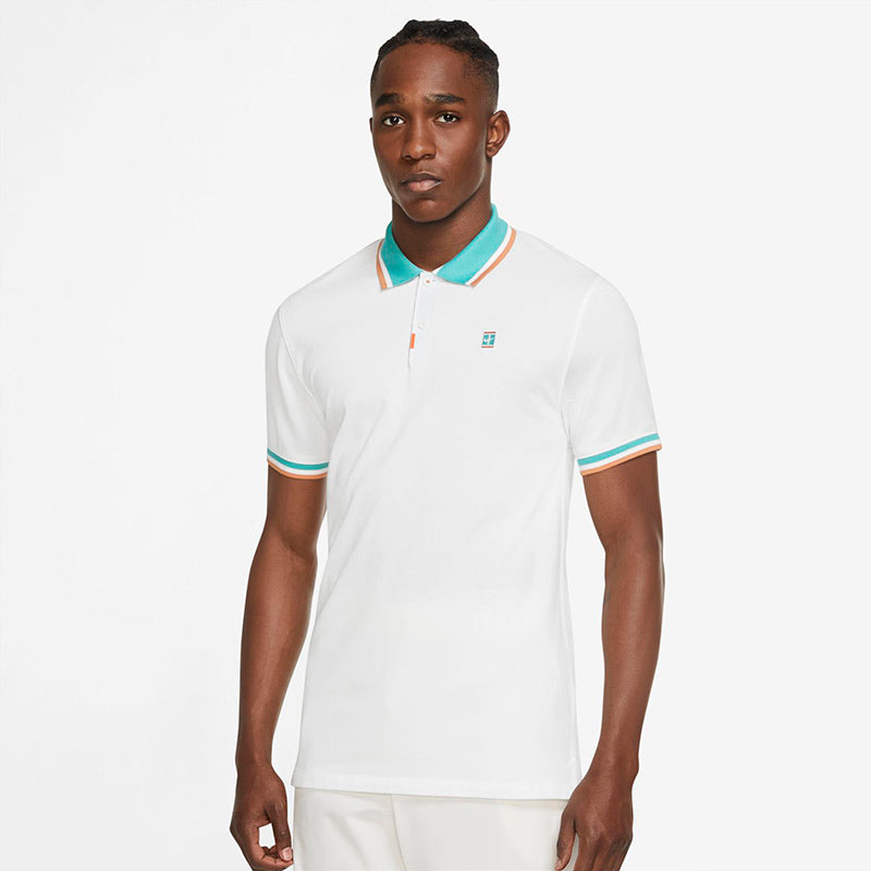 The Nike Heritage Polo Slim 2.0 (M) (White/Teal) Nike