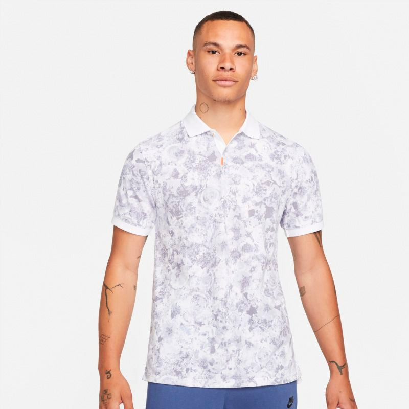 The Nike Printed Slim London Polo (M) (White)