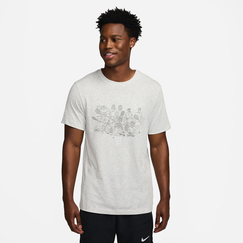 Nike Court Dri-Fit Graphic Tee (M) (Grey)