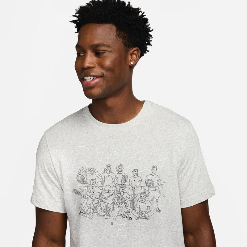 Nike Court Dri-Fit Graphic Tee (M) (Grey)