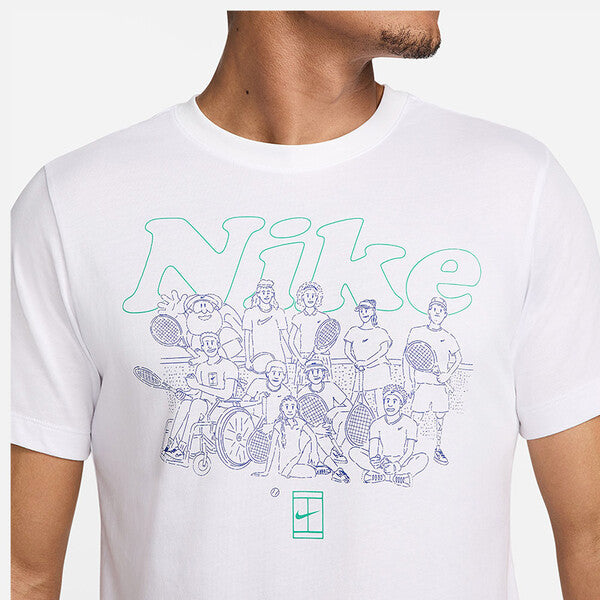 Nike Court Dri-Fit Graphic Tee (M) (White)