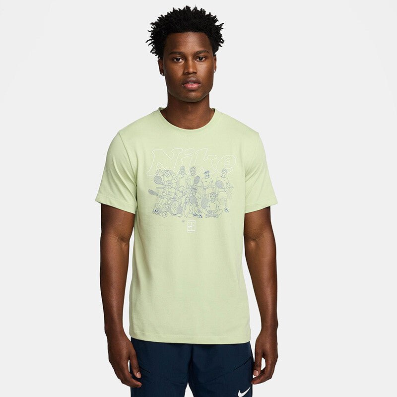 Nike Court Dri-Fit Graphic Tee (M) (Olive)