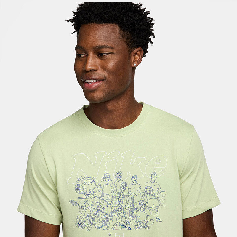 Nike Court Dri-Fit Graphic Tee (M) (Olive)