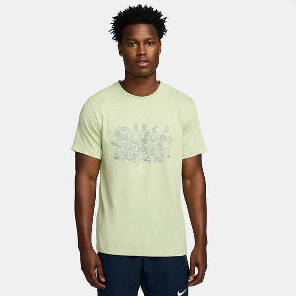 Nike Court Dri-Fit Graphic Tee (M) (Olive)