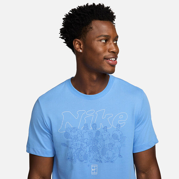 Nike Court Dri-Fit Graphic Tee (M) (University Blue)