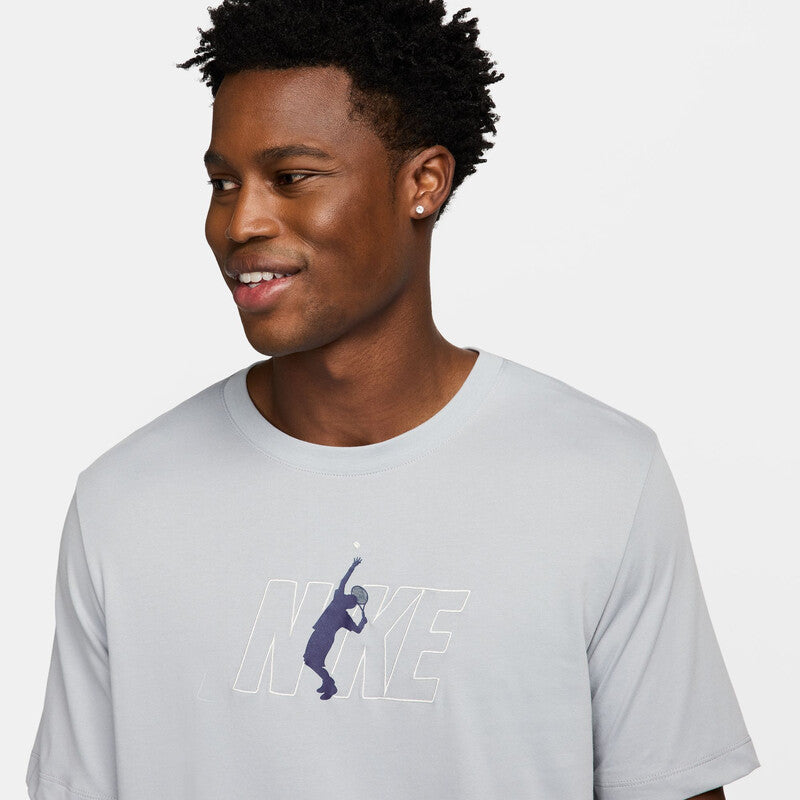 Nike Court Dri-Fit Tennis Graphic Tee (M) (Grey)