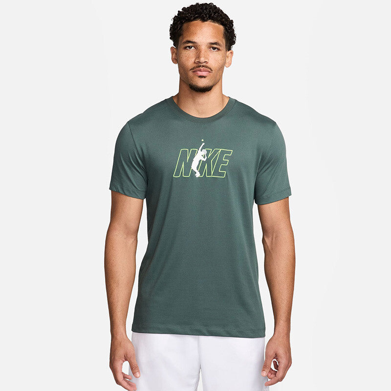 Nike Court Dri-Fit Tennis Graphic Tee (M) (Vintage Green)