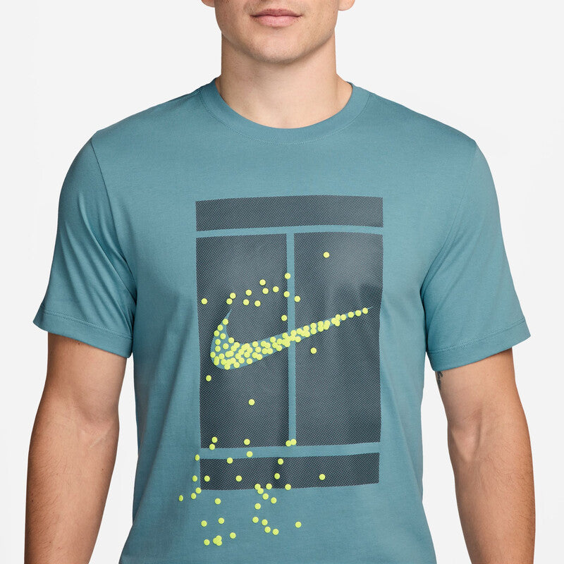 Nike Court Heritage Graphic Tee (M) (Denim Turquoise)