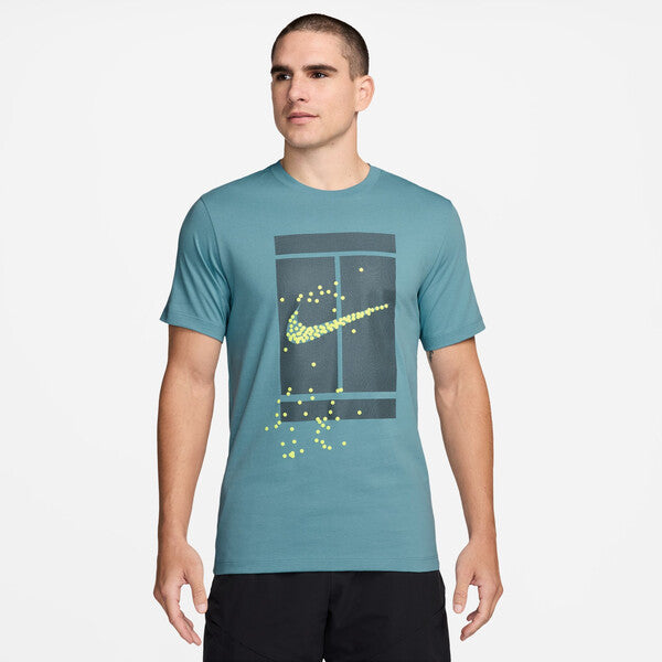 Nike Court Heritage Graphic Tee (M) (Denim Turquoise)