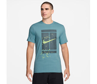 Nike Court Heritage Graphic Tee (M) (Denim Turquoise)