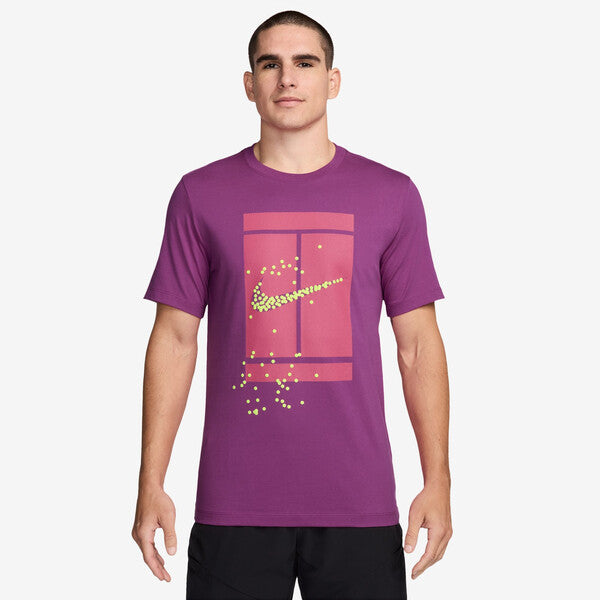 Nike Court Heritage Graphic Tee (M) (Hot Fuchsia)