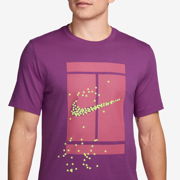 Nike Court Heritage Graphic Tee (M) (Hot Fuchsia)