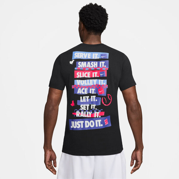 Nike Court Graphic Tennis Tee (M) (Black)