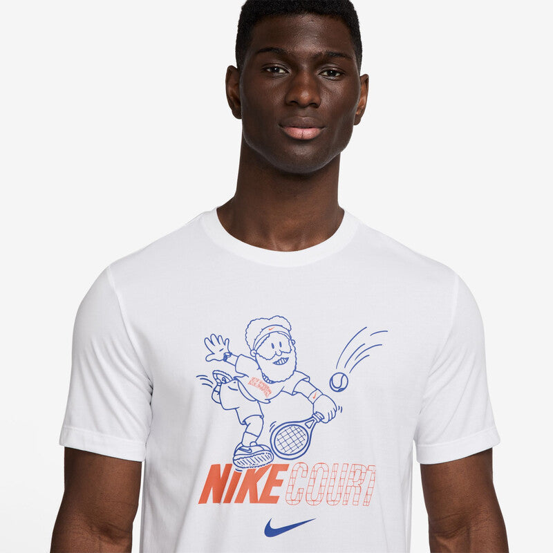 Nike Court Dri-Fit Graphic Tee (M) (White)